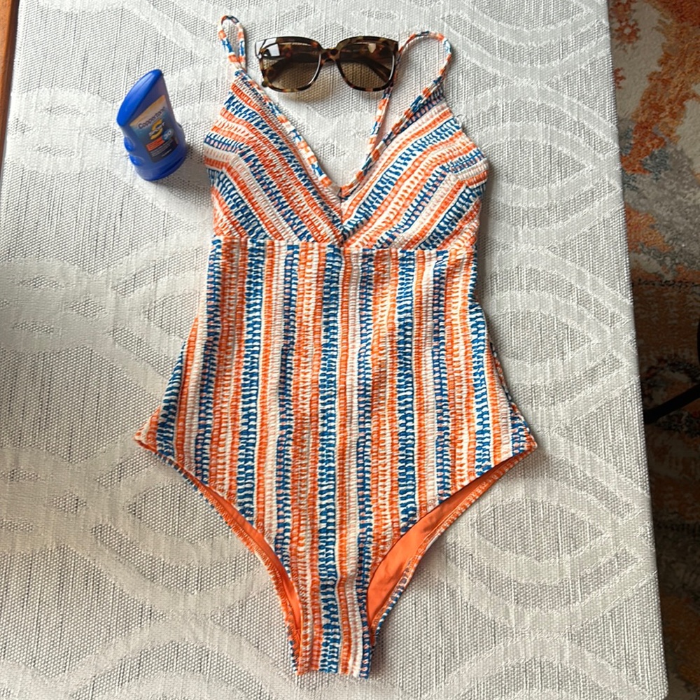 Lemlem by liya kebede for H & M one piece seersucker swimsuit